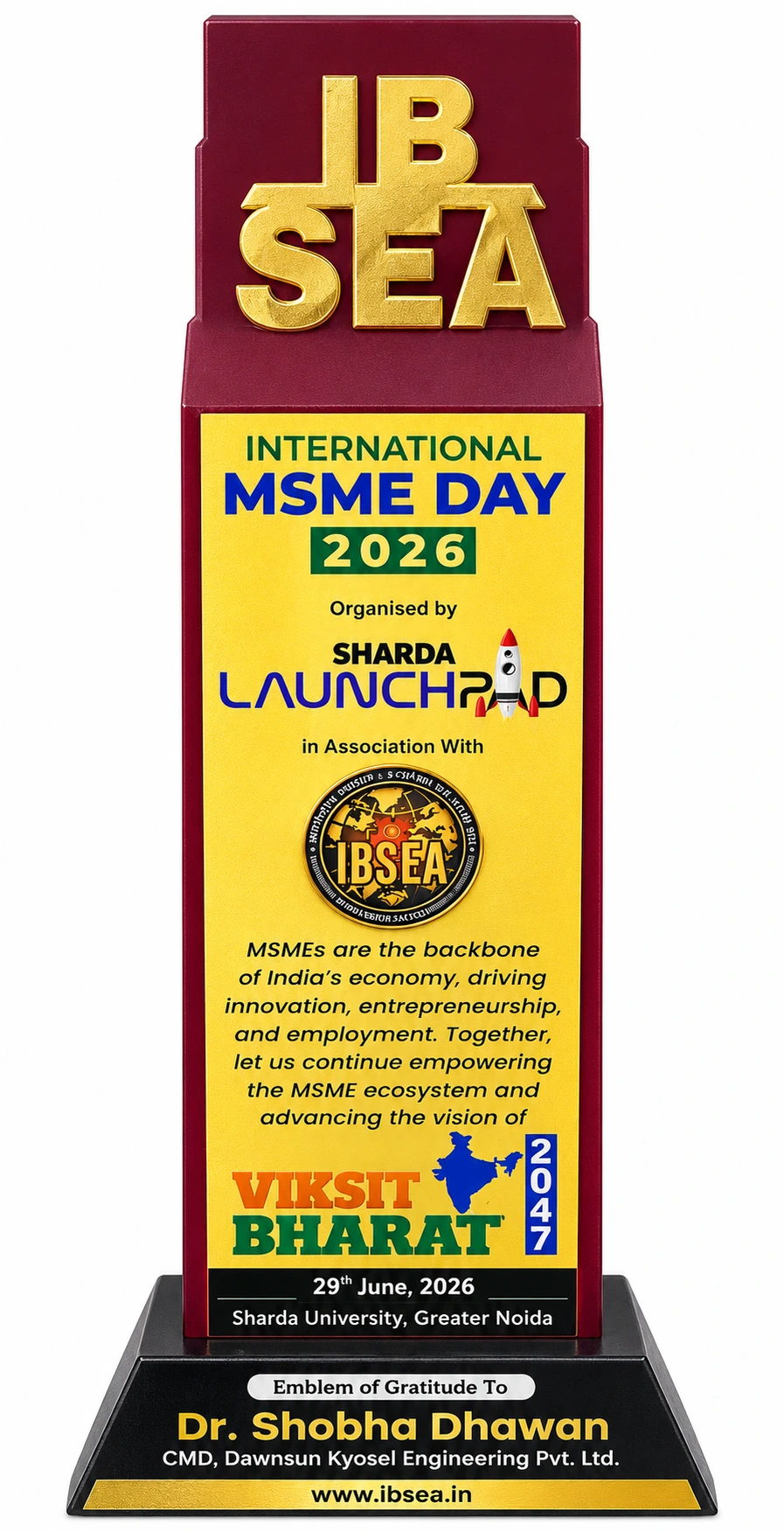 Commemorative MSME Day IBSEA Trophy
